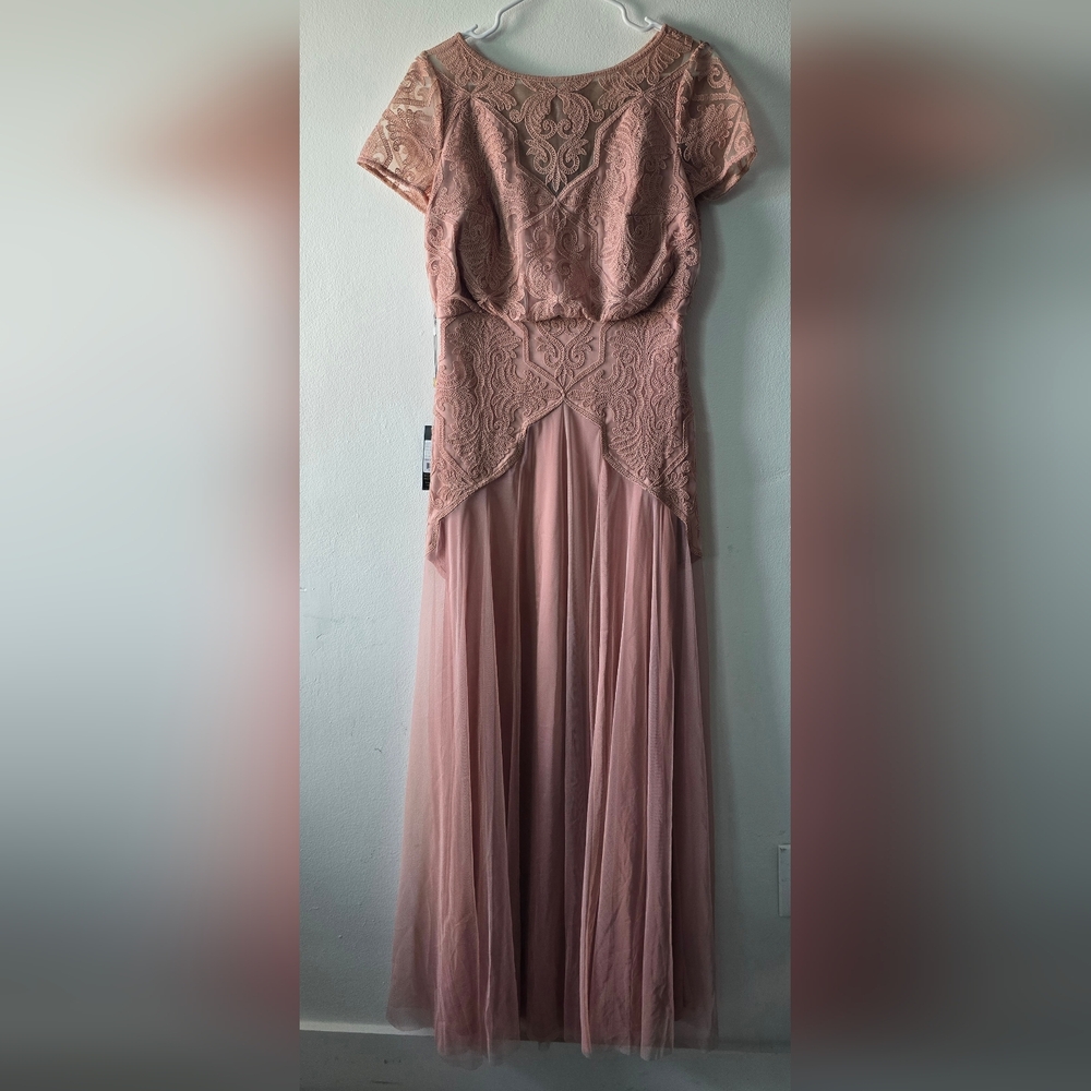 Elegant Dusty Rose Lace & Tulle Evening Dress